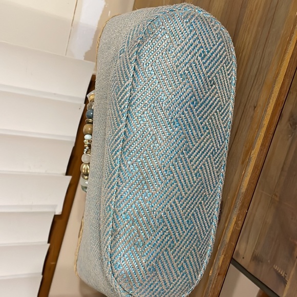Beautiful aqua/beige purse with beaded handle Cappelli straw world brand - Picture 2 of 7
